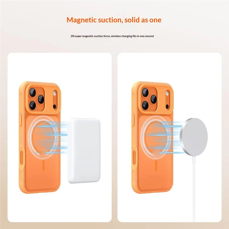 For iPhone 17 Pro Magnetic Case Anti-fingerprint Soft-touch Shockproof  TPU + PC Cover - Orange