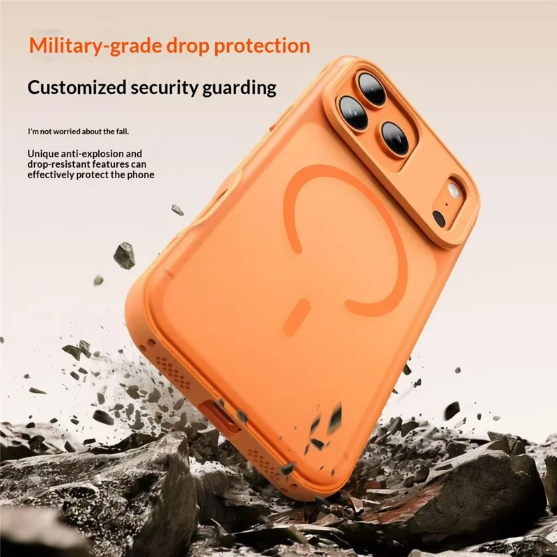 For iPhone 17 Pro Magnetic Case Anti-fingerprint Soft-touch Shockproof  TPU + PC Cover - Orange