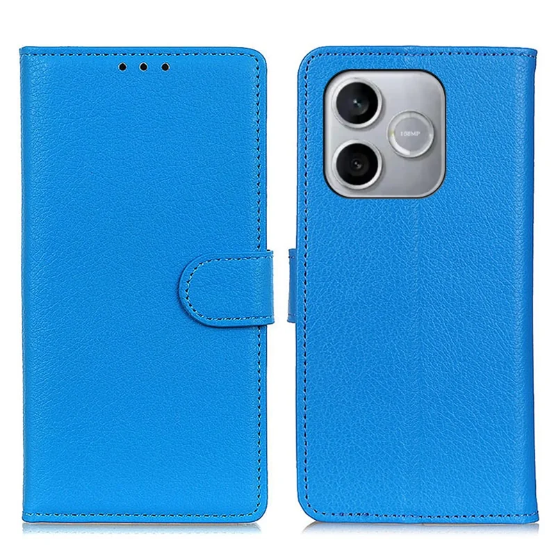 For Honor 600 Lite 5G Wallet Case PU Leather Phone Cover Litchi Texture - Blue