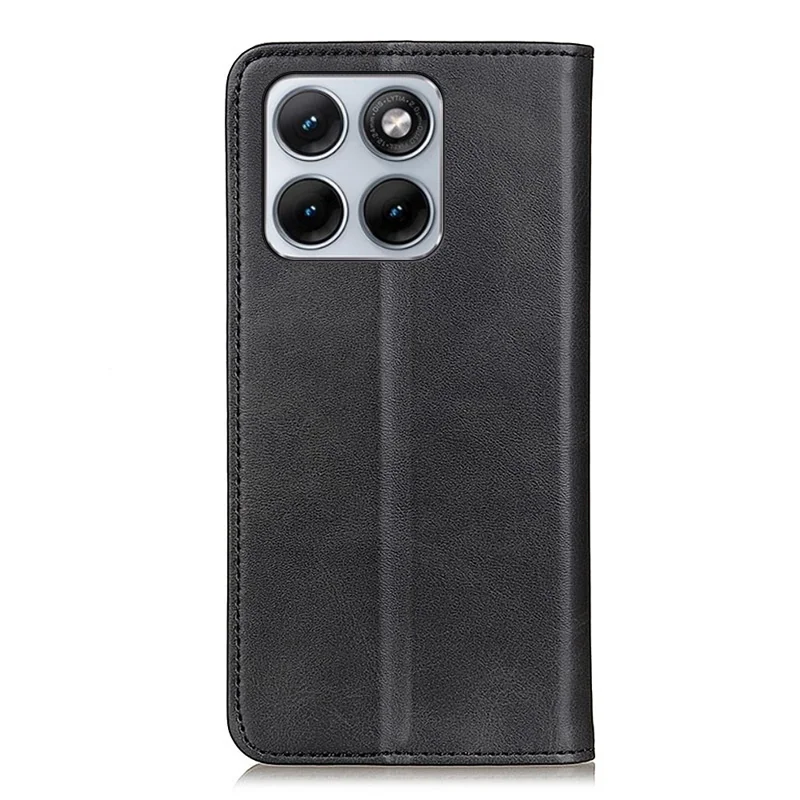 For Motorola Edge 70 Fusion 5G Case Cowhide Texture Split Leather Flip Wallet Phone Cover - Black