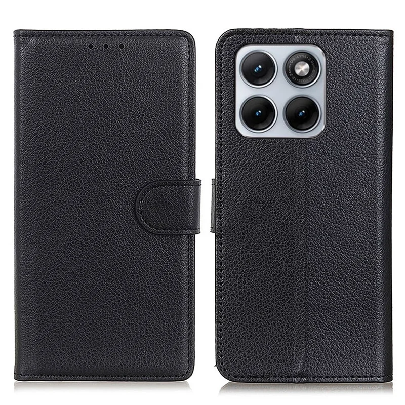 For Motorola Edge 70 Fusion+ 5G / Edge 70 Fusion 5G Wallet Case PU Leather Phone Cover Litchi Texture - Black