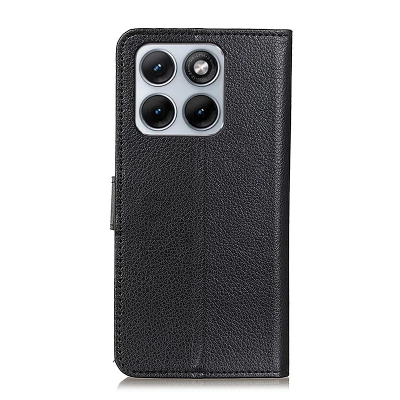 For Motorola Edge 70 Fusion+ 5G / Edge 70 Fusion 5G Wallet Case PU Leather Phone Cover Litchi Texture - Black