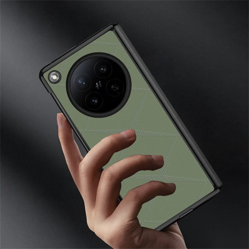 For Oppo Find N6 5G Case X-Patterned TPU PU Leather PC Anti-Drop Phone Cover - Brown