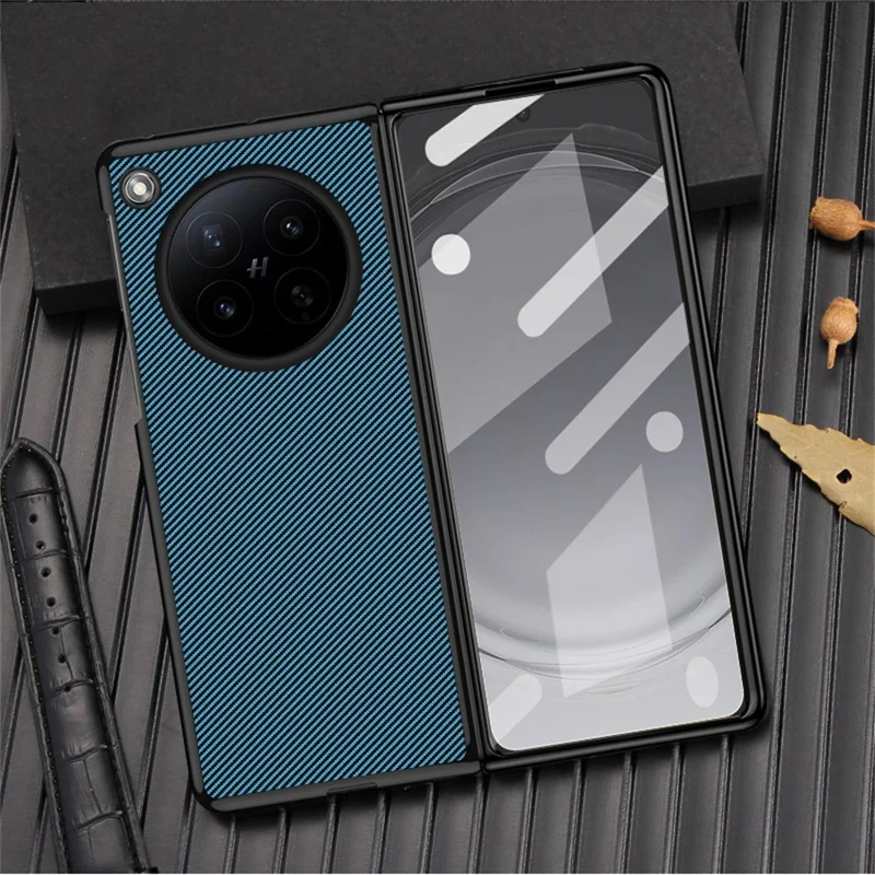 Til Oppo Find N6 5G-task Kevlar Aramid-struktur PU-læder med belagt PC-telefondæksel - Vinrød