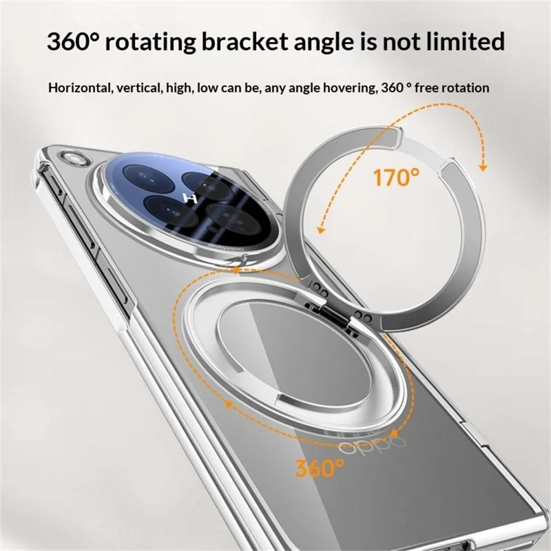 For Oppo Find N6 5G Magnetic Case Kickstand Electroplated PC Phone Cover Built-In Screen Protector - Silver