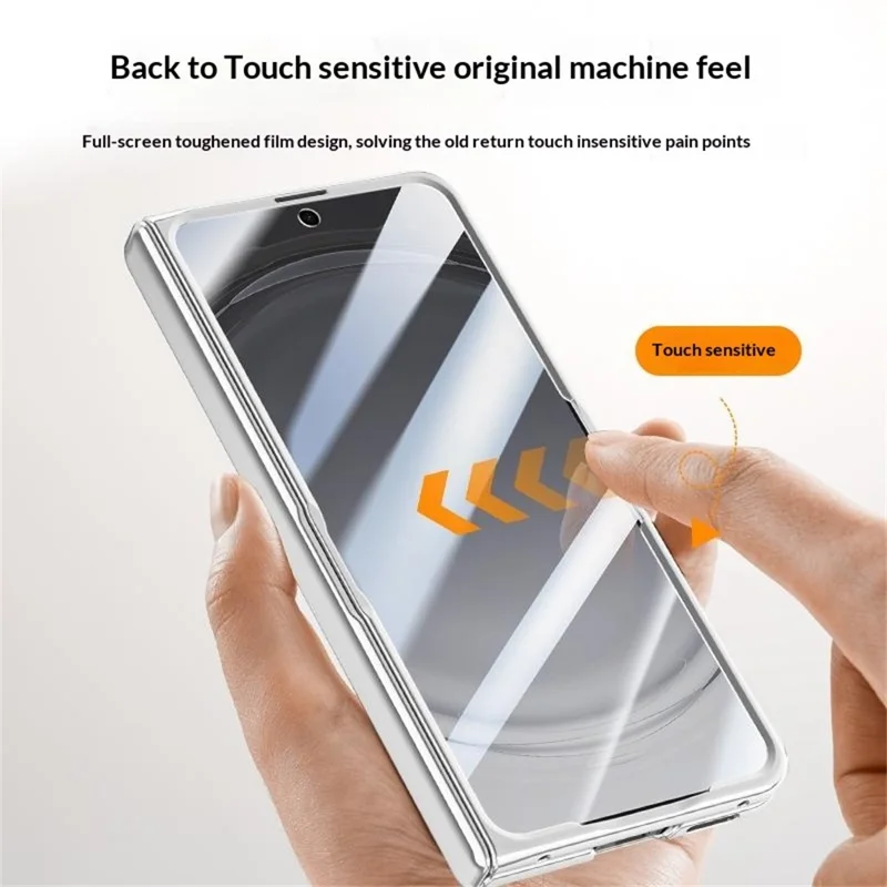 For Oppo Find N6 5G Magnetic Case Kickstand Electroplated PC Phone Cover Built-In Screen Protector - Silver
