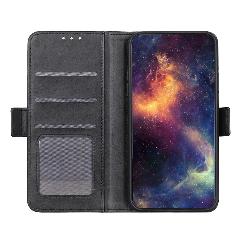 For Xiaomi Poco X8 Pro 5G / Redmi Turbo 5 5G Case Stand Cowhide Texture PU Leather Phone Cover - Black