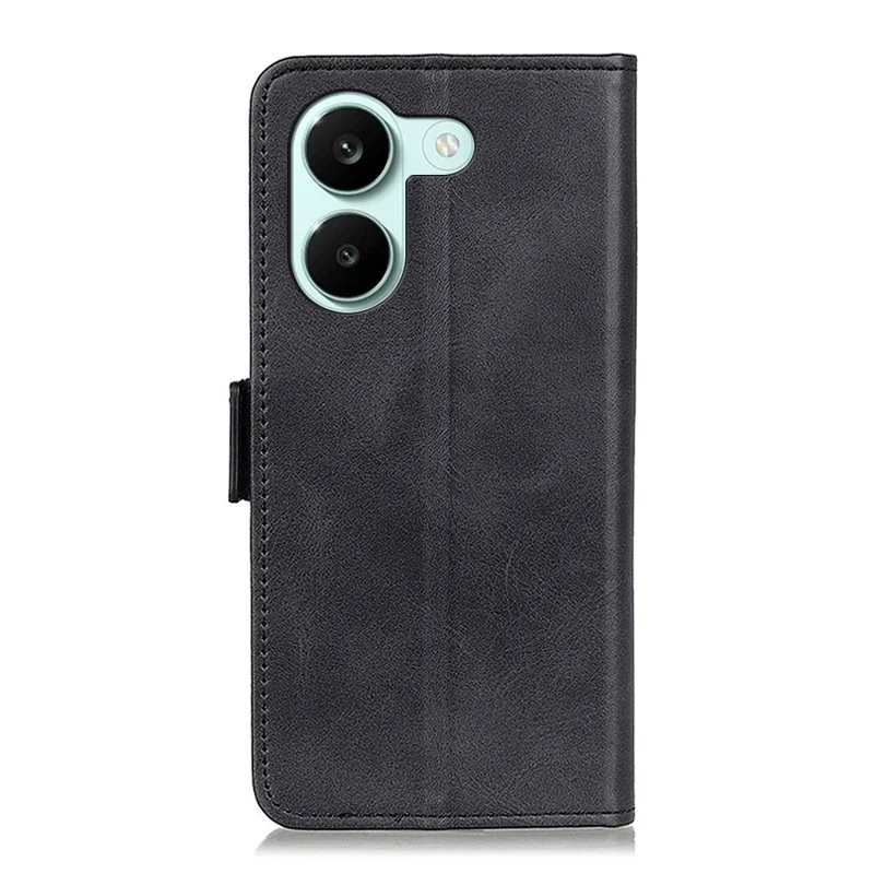 For Xiaomi Poco X8 Pro 5G / Redmi Turbo 5 5G Case Stand Cowhide Texture PU Leather Phone Cover - Black