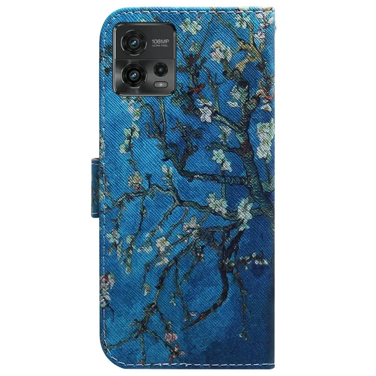 Für Motorola Moto G72 4G Buchstil Muster Druck PU Leder Cover Wallet Brieftasche Magnetische Verschlussständer Phone Hülle Hülle - Aprikosenblumen