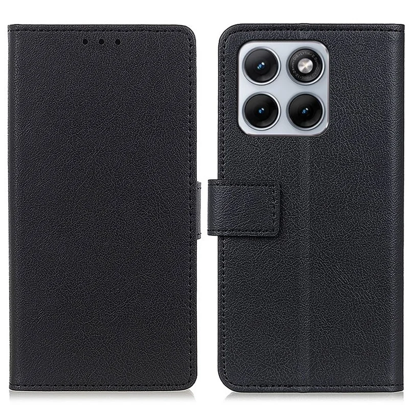 For Motorola Edge 70 Fusion+ 5G / Edge 70 Fusion 5G Case PU Leather Stand Wallet Phone Cover - Black