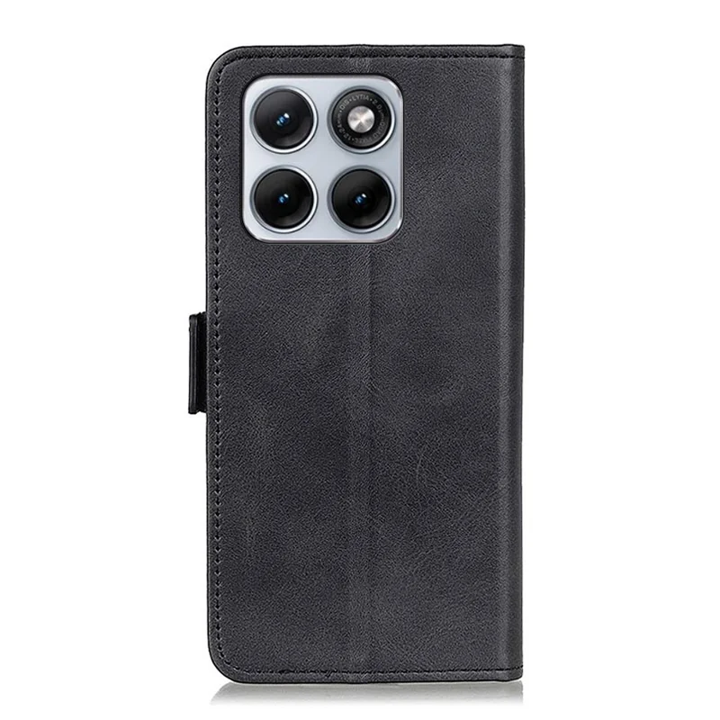 For Motorola Edge 70 Fusion 5G Case Stand Cowhide Texture PU Leather Phone Cover - Black