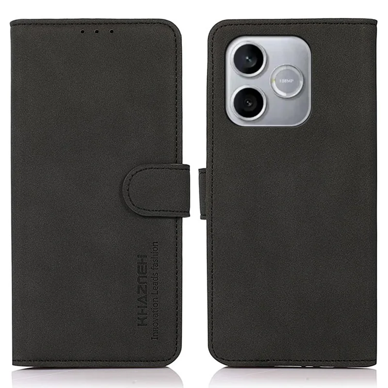 KHAZNEH For Honor 600 Lite 5G Case Anti Scratch PU Leather Wallet Stand Phone Cover - Black