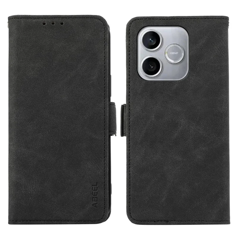 ABEEL For Honor 600 Lite 5G Case PU Leather Folio Stand View RFID Blocking Phone Cover - Black