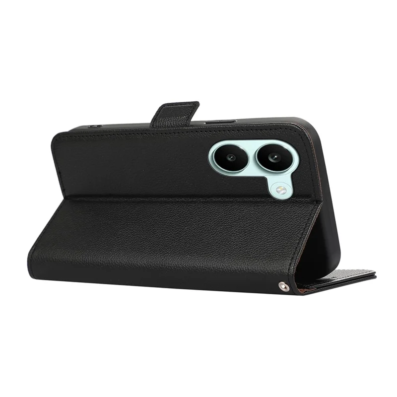 ABEEL Leather Case for Xiaomi Redmi Turbo 5 5G  /  Poco X8 Pro 5G Litchi Texture RFID Blocking Phone Cover - Black