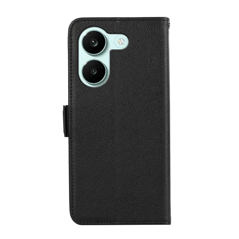 ABEEL Leather Case for Xiaomi Redmi Turbo 5 5G  /  Poco X8 Pro 5G Litchi Texture RFID Blocking Phone Cover - Black