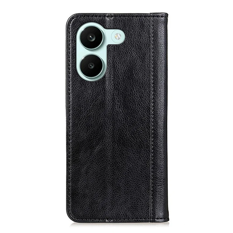Stand Case for Xiaomi Poco X8 Pro 5G  /  Redmi Turbo 5 5G Split Leather Litchi Texture Wallet Phone Cover - Black