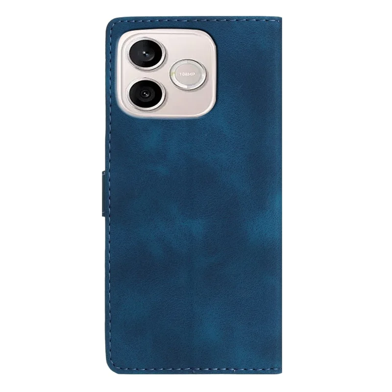 Leather Case For Honor 600 Lite 5G Imprinted Flower Phone Cover with Wrist Strap - Blue