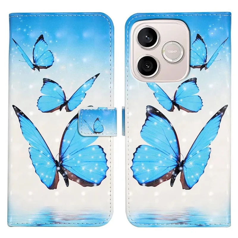 Чехол для Honor 600 Lite 5G, 3D-дизайн, искусственная кожа, подставка - Три бабочки