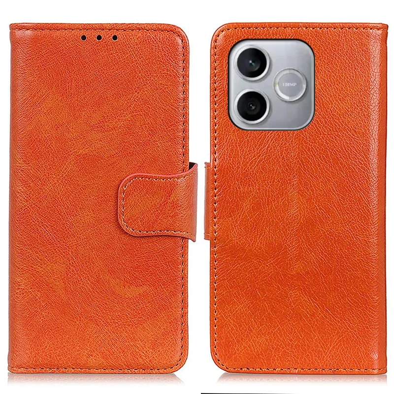 For Honor 600 Lite 5G Case Nappa Texture Split Leather Wallet Phone Cover - Orange