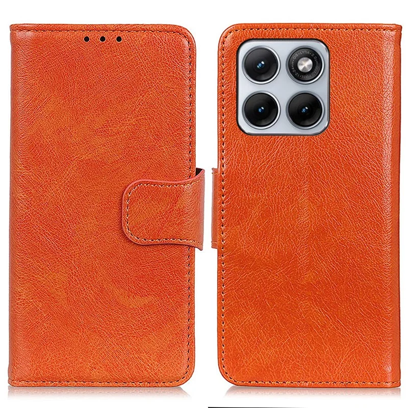Cover per Motorola Edge 70 Fusion 5G in Pelle Scamosciata con Texture Nappa, Portafoglio - Arancione