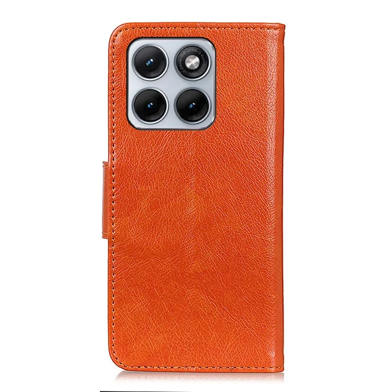 Cover per Motorola Edge 70 Fusion 5G in Pelle Scamosciata con Texture Nappa, Portafoglio - Arancione