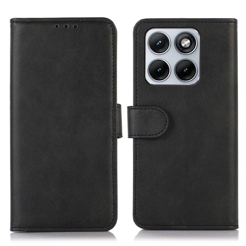Cover per Motorola Edge 70 Fusion 5G con Portafoglio in Pelle con Texture da Pelle di Mucca e Supporto - Nero