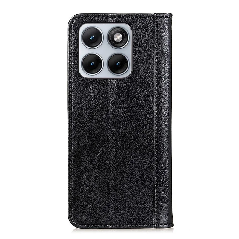 For Motorola Edge 70 Fusion 5G Stand Case Split Leather Litchi Texture Wallet Phone Cover - Black