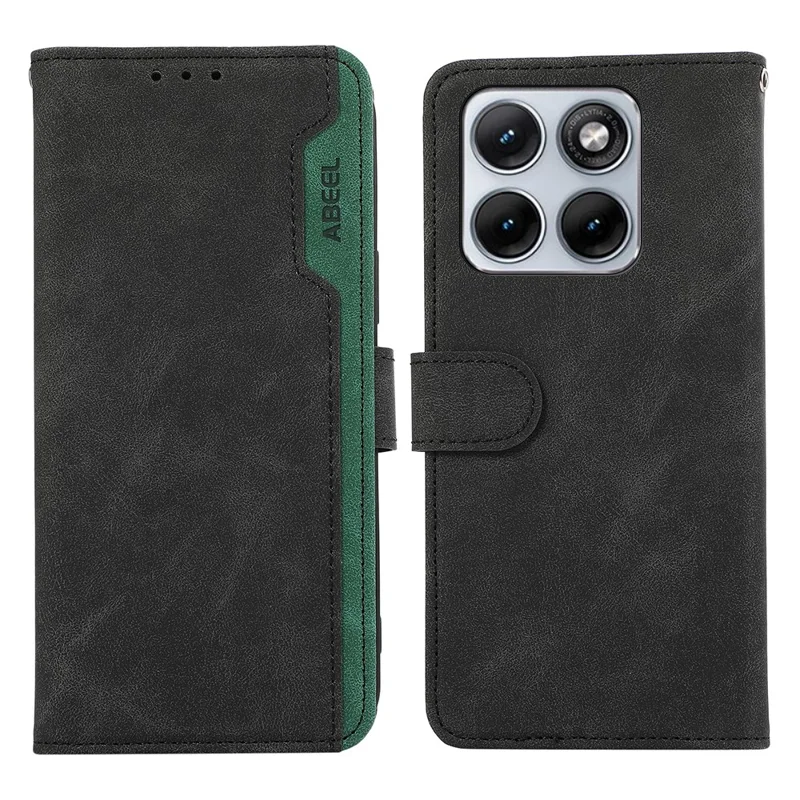 ABEEL Für Motorola Edge 70 Fusion 5G Hülle Farbige Zusammenstellung Ledertasche Kippdeckel mit RFID-Schutz – Schwarz