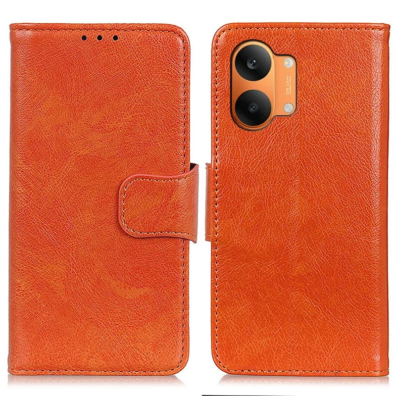 For Xiaomi Poco X8 Pro Max 5G / Redmi Turbo 5 Max 5G Case Nappa Texture Split Leather Wallet Phone Cover - Orange