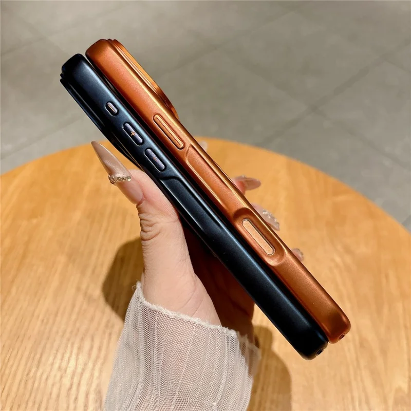 For iPhone 17 Pro Magnetic Case with Tempered Glass 360° Ring Kickstand  Electroplated PC TPU Phone Cover Compatible with MagSafe - Orange