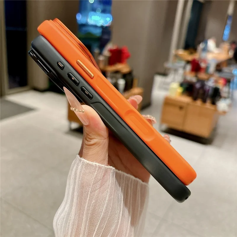 For iPhone 17 Pro Max Magnetic Case with Tempered Glass Screen Protector Lens Kickstand Frosted Shockproof Cover - Orange