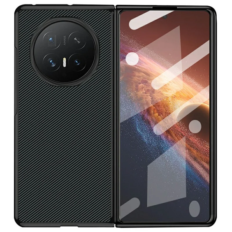 For Honor Magic V6 5G Case Aramid Fiber Aramid Texture PU Leather Coated TPU PC Hybrid Phone Cover - Black