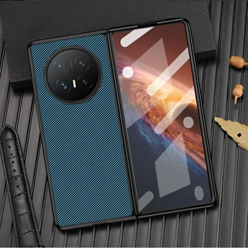 For Honor Magic V6 5G Case Aramid Fiber Aramid Texture PU Leather Coated TPU PC Hybrid Phone Cover - Black