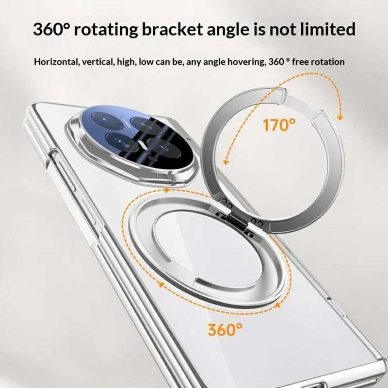 For Honor Magic V6 5G Fold Magnetic Case Kickstand Electroplated PC Phone Cover Built-In Screen Protector - Black