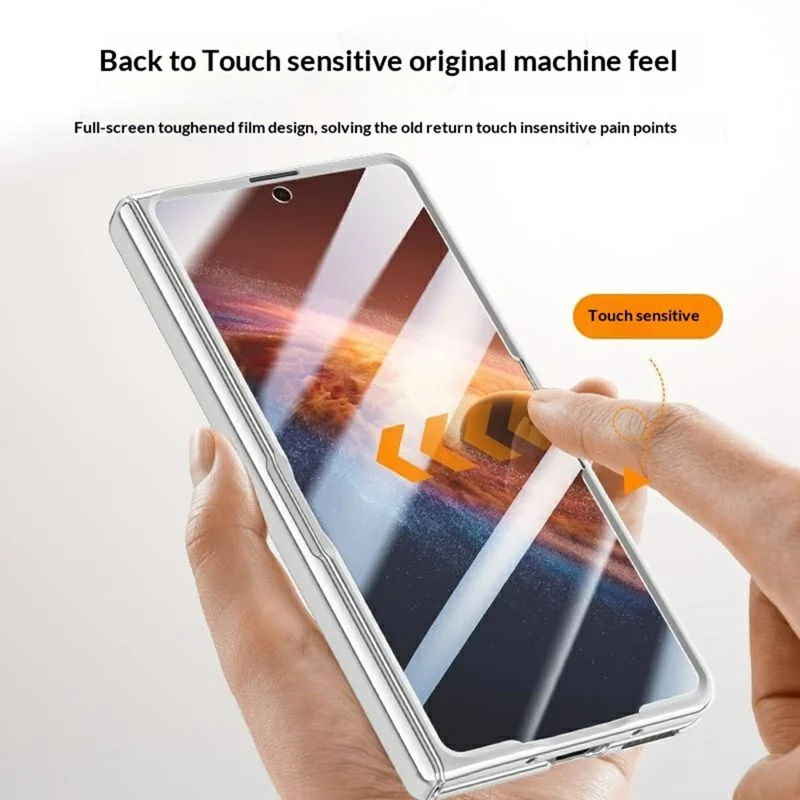 For Honor Magic V6 5G Fold Magnetic Case Kickstand Electroplated PC Phone Cover Built-In Screen Protector - Black