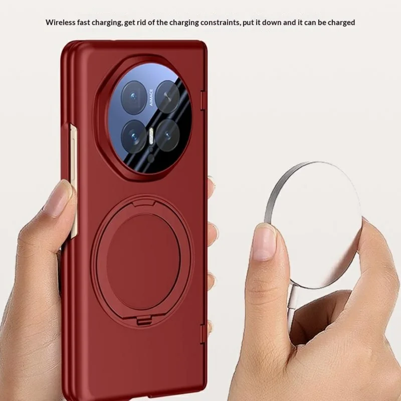 For Honor Magic V6 5G Magnetic Case Kickstand Skin Touch PC Phone Cover Built-In Screen Protector - Red