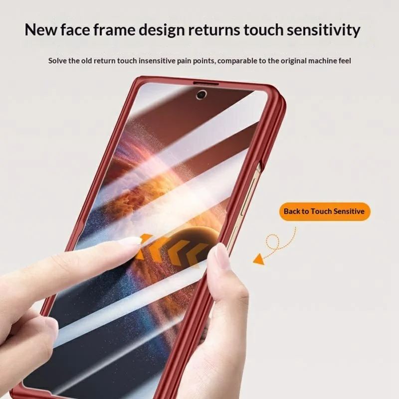 For Honor Magic V6 5G Magnetic Case Kickstand Skin Touch PC Phone Cover Built-In Screen Protector - Red