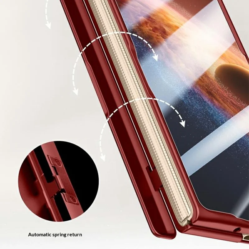 For Honor Magic V6 5G Fold Magnetic Case Hard PC Phone Cover with Rear Small Screen Protector - Red