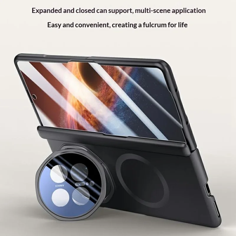 For Honor Magic V6 5G Fold Magnetic Case Hard PC Phone Cover with Rear Small Screen Protector - Red