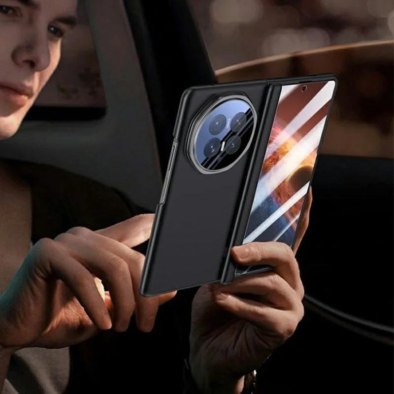 For Honor Magic V6 5G Fold Magnetic Case Hard PC Phone Cover with Rear Small Screen Protector - Red