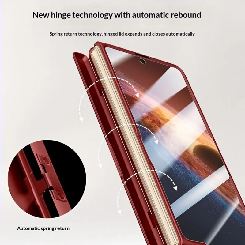 For Honor Magic V6 5G Fold Case Hard PC Hinge Protection Phone Cover with Rear Small Screen Protector - Red