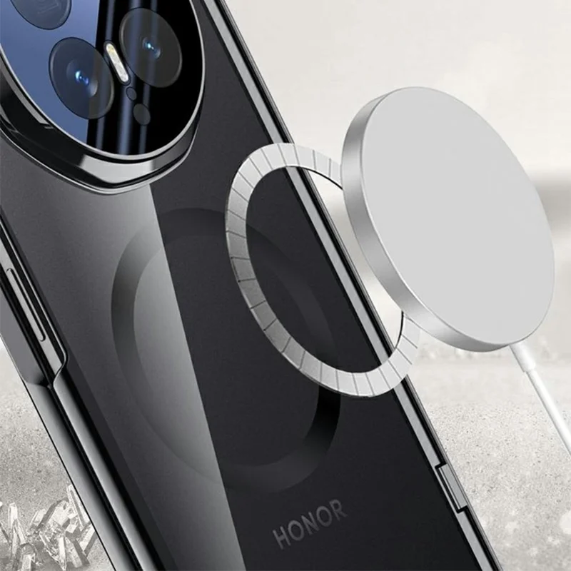 For Honor Magic V6 5G Magnetic Case Hard PC + Acrylic Phone Cover with HD Screen Protector - Black