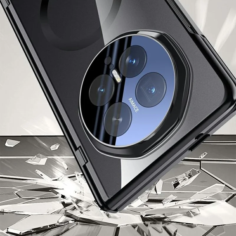 For Honor Magic V6 5G Magnetic Case Hard PC + Acrylic Phone Cover with HD Screen Protector - Black