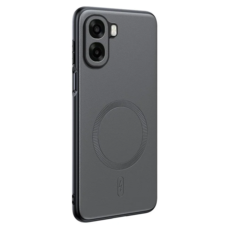 For Oppo A6x 4G  /  Oppo A6x 5G Magnetic Case Leather Coated TPU + PC Phone Cover - Grey