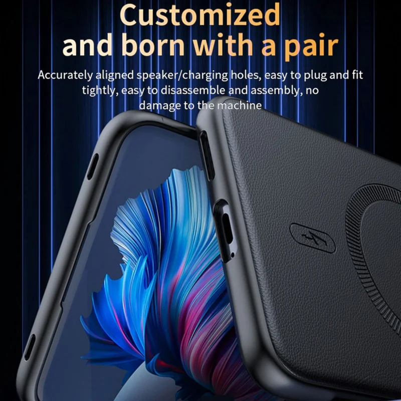 For Oppo A6x 4G  /  Oppo A6x 5G Magnetic Case Leather Coated TPU + PC Phone Cover - Grey