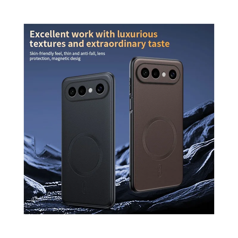 Capa Magnética para vivo S50 Pro mini 5G com Revestimento em Pele, Capa para Telemóvel em TPU + PC com Revestimento em Pele - Preto
