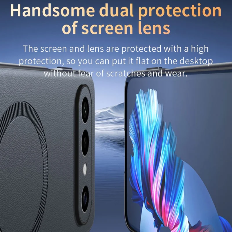 Capa Magnética para vivo S50 Pro mini 5G com Revestimento em Pele, Capa para Telemóvel em TPU + PC com Revestimento em Pele - Preto
