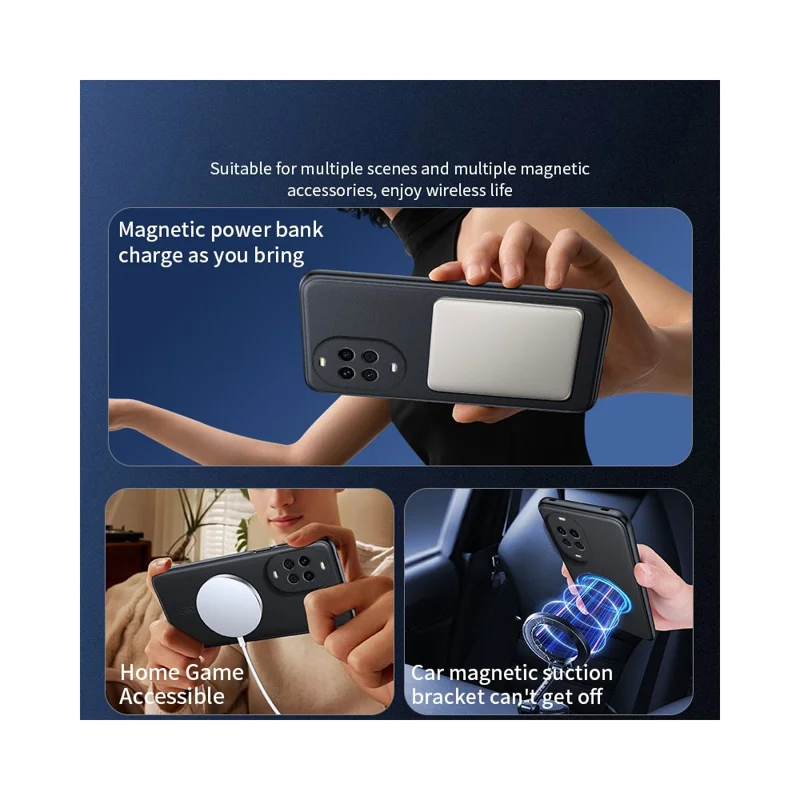 For Huawei nova 15 5G Magnetic Case Leather Coated TPU + PC Phone Cover - Black