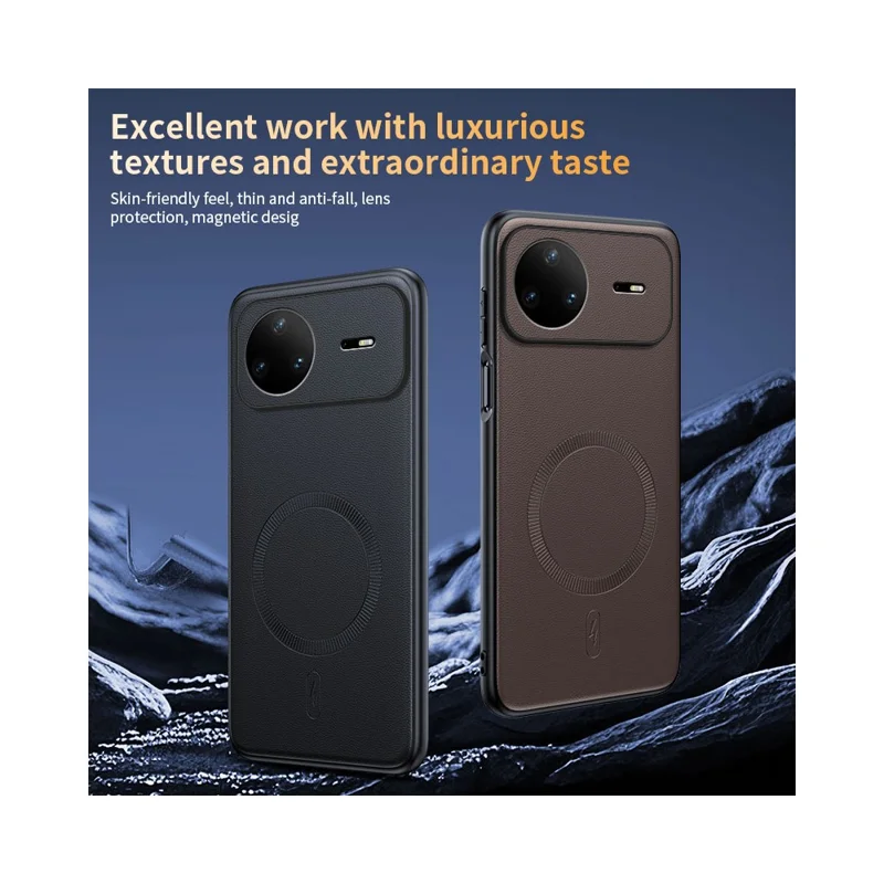 Coque magnétique pour Huawei nova 15 Pro 5G en cuir PU avec revêtement TPU + PC - Noir