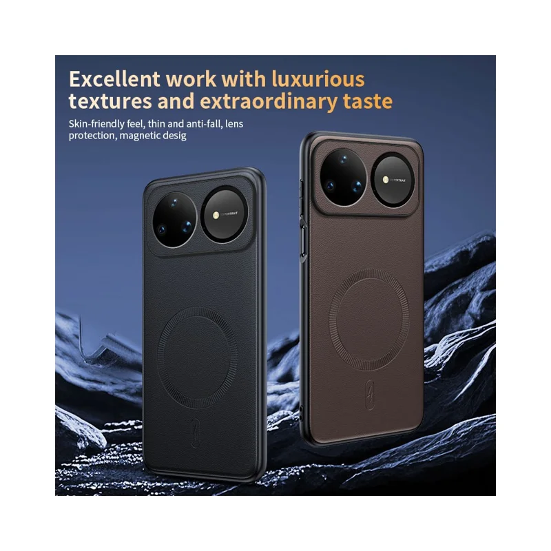 For Huawei nova 15 Ultra 5G Magnetic Case Leather Coated TPU + PC Phone Cover - Black